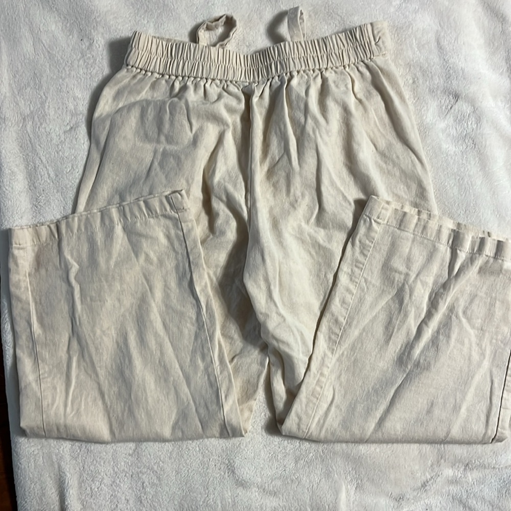 J Crew Cream Wide-Leg Pants with Drawstring - Picture 8 of 9